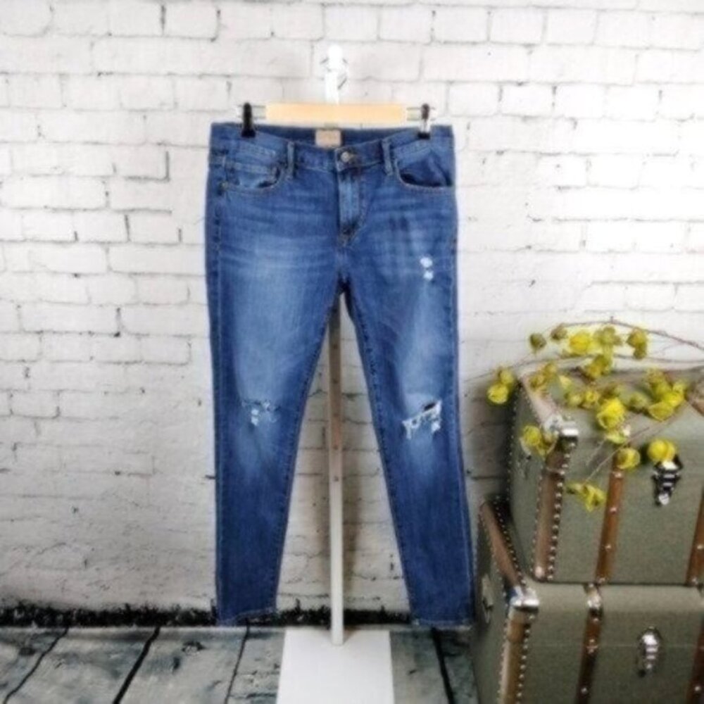 Driftwood Marilyn Distressed Mid-rise Skinny Ankle Jeans Blue Size 29